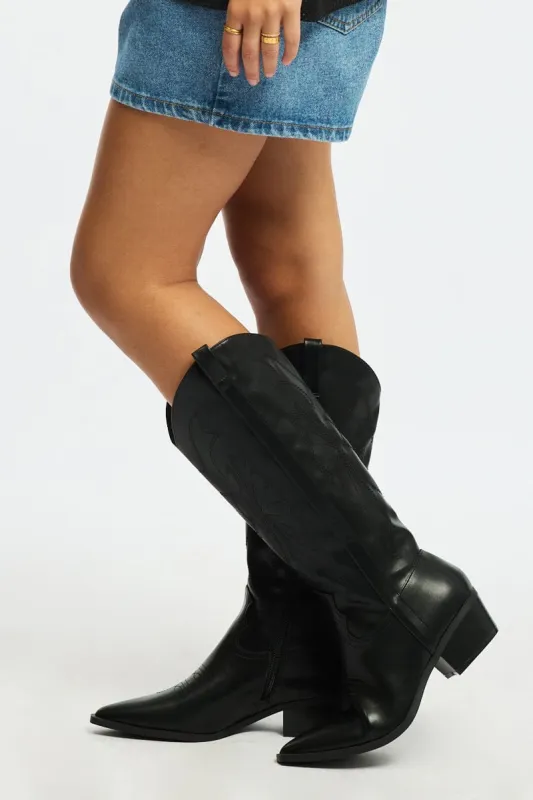 Black Embroidered Western Cowboy Boots sold by Ally Fashion