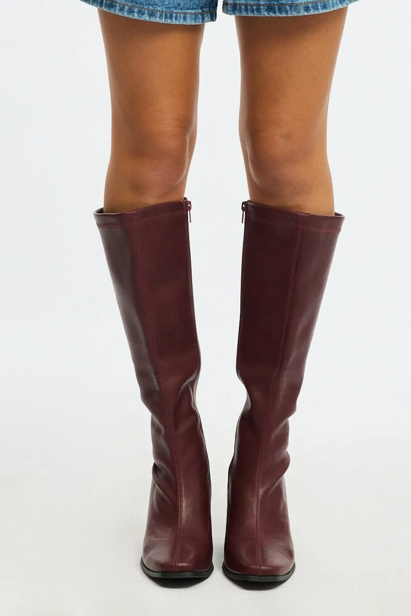 Red Knee High Boots sold by Ally Fashion product image thumbnail 2