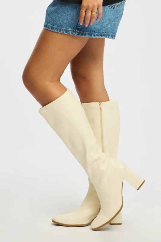 White Knee High Boots sold by Ally Fashion
