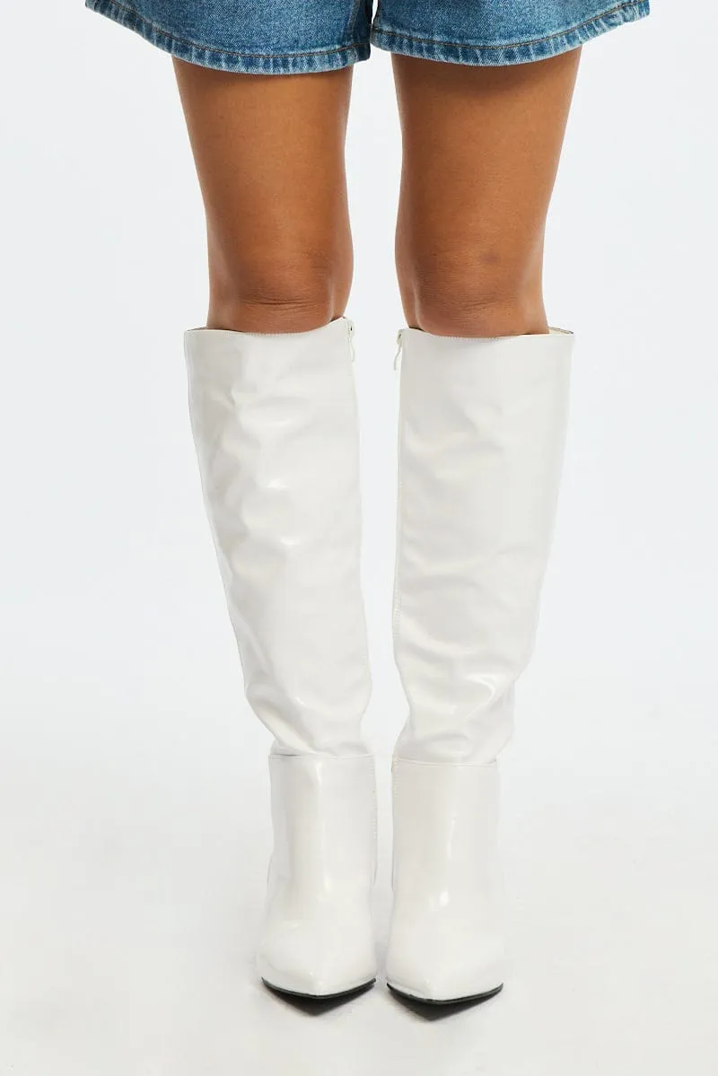 White Knee High Boots sold by Ally Fashion product image thumbnail 2
