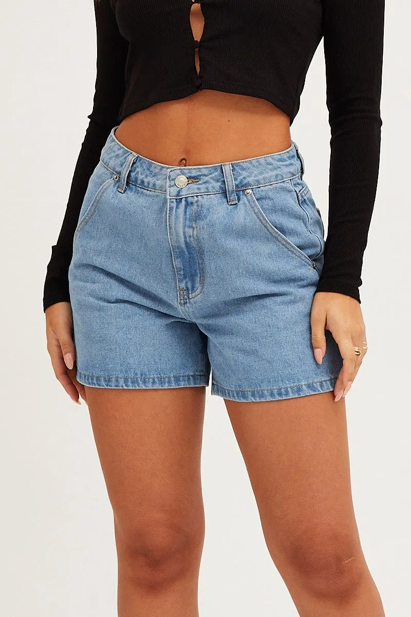 Blue Carpenter Denim Shorts High Rise sold by Ally Fashion product image thumbnail 3