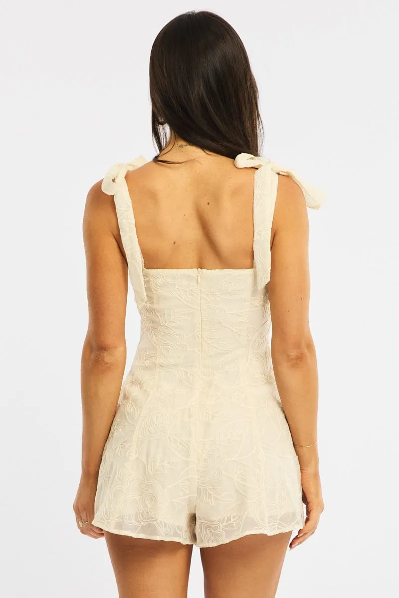White Playsuit Textured Fabric sold by Ally Fashion product image thumbnail 4