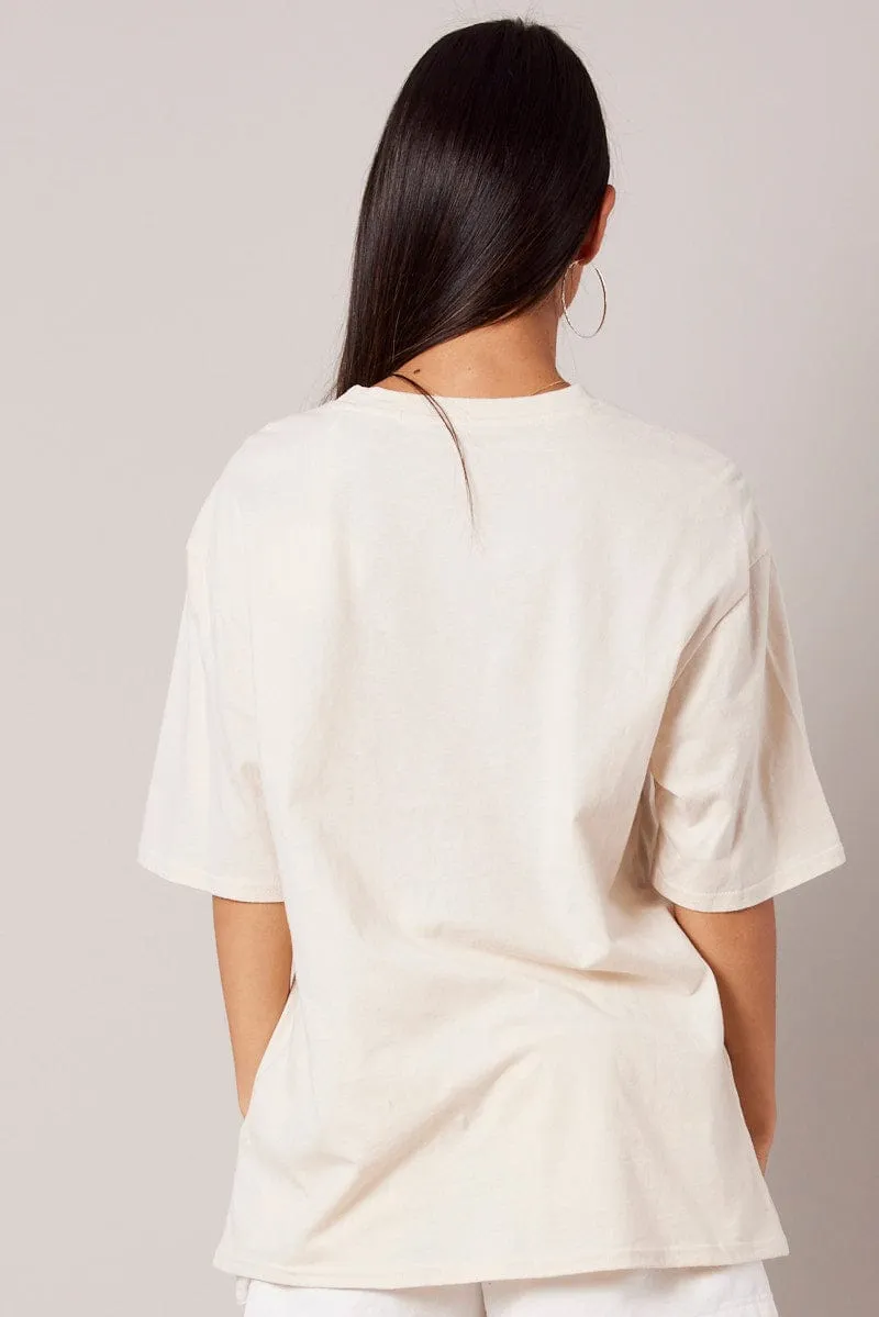 Beige Graphic Tee Short Sleeve sold by Ally Fashion product image thumbnail 5