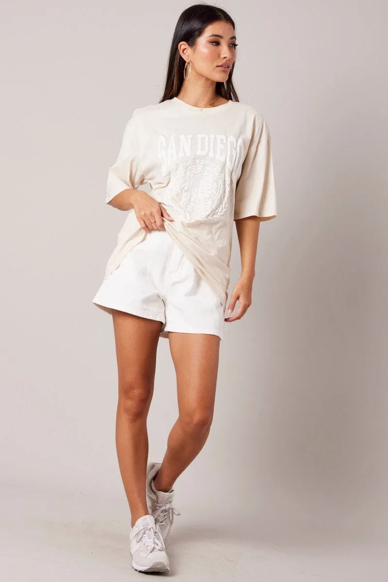 Beige Graphic Tee Short Sleeve sold by Ally Fashion product image thumbnail 2