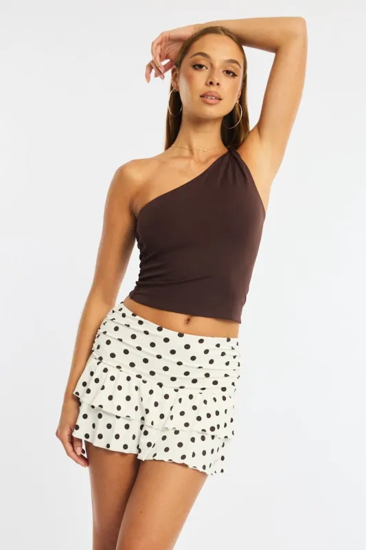 White Polka Dot Skinny Fit Skater Skirt sold by Ally Fashion
