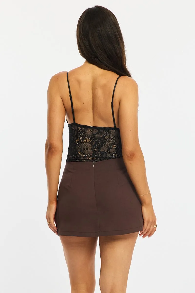 Brown Mini Skort Skirt High Rise Tailored sold by Ally Fashion product image thumbnail 5