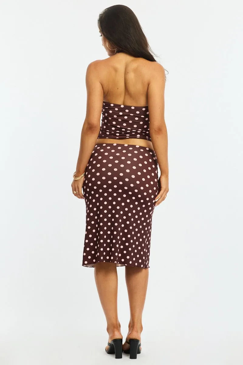 Red Polka Dot Midi Skirt Mid Rise Lined sold by Ally Fashion product image thumbnail 5