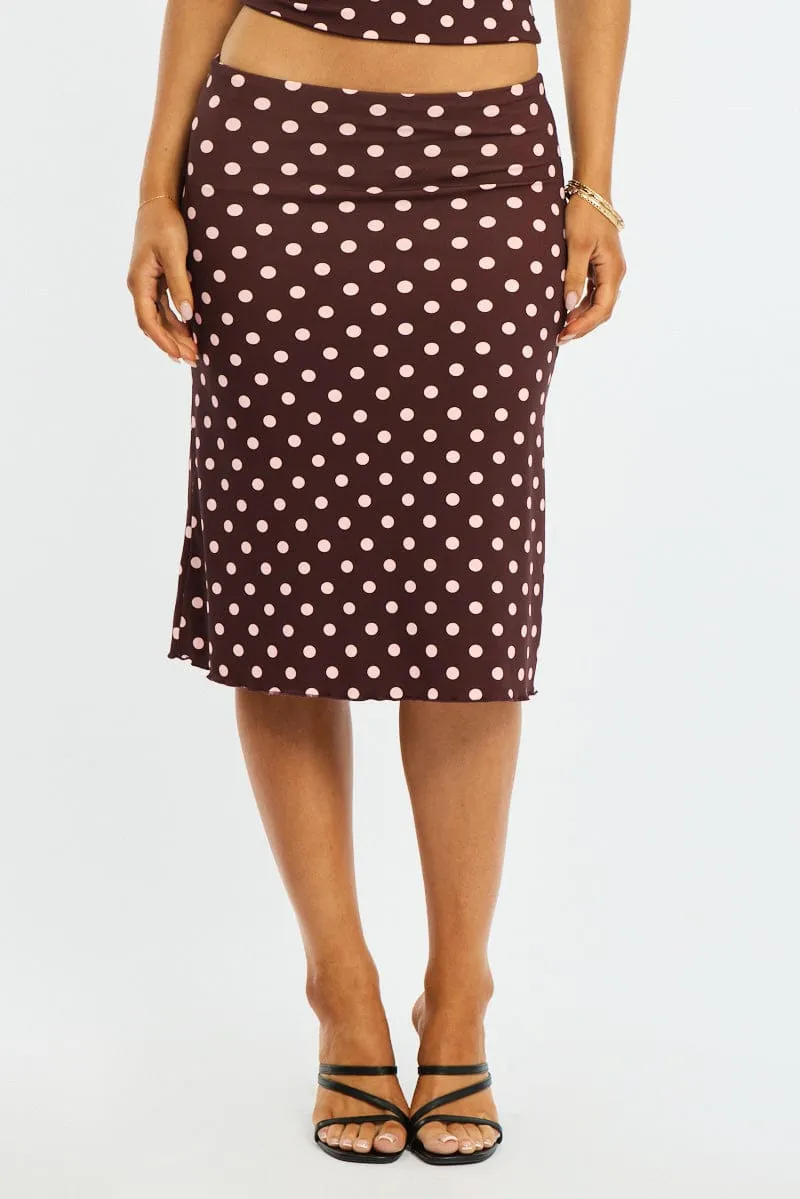 Red Polka Dot Midi Skirt Mid Rise Lined sold by Ally Fashion product image thumbnail 2