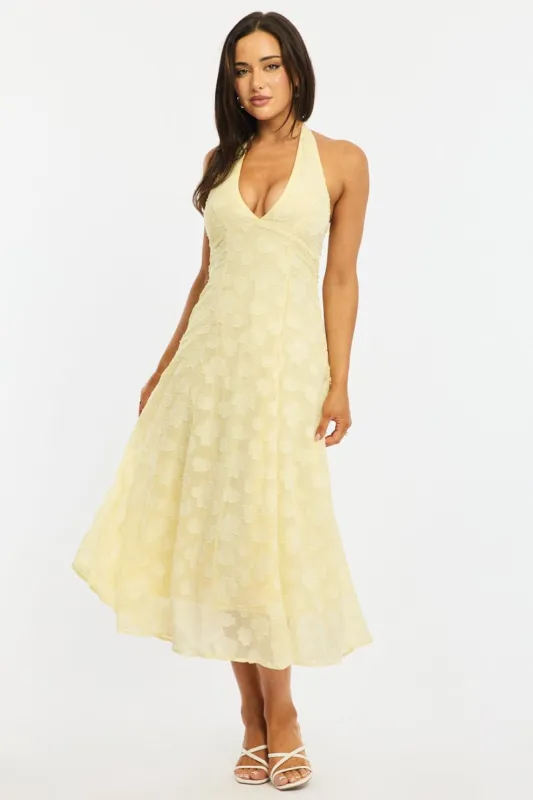 Yellow Halter Neck Midi Dress sold by Ally Fashion