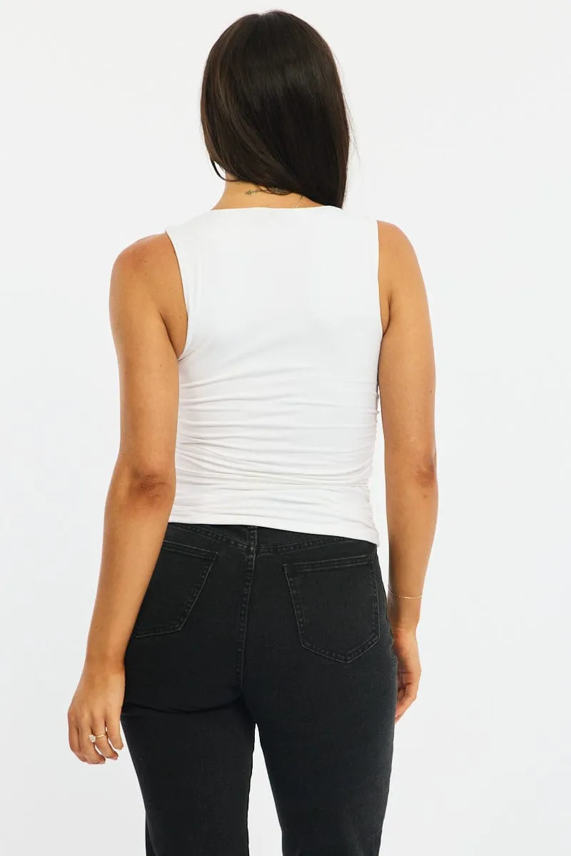 White Supersoft Tank Sleeveless sold by Ally Fashion product image thumbnail 4