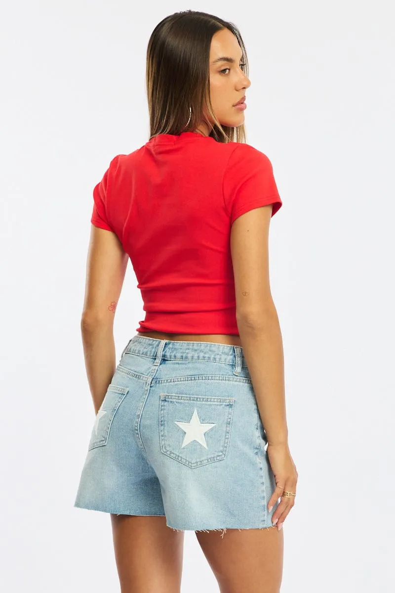Denim Relaxed Shorts Star Pocket sold by Ally Fashion product image thumbnail 5