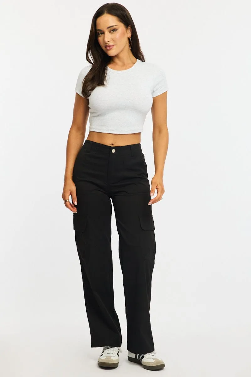 Grey Cropped T-shirt Short Sleeve Crew Neck sold by Ally Fashion product image thumbnail 2