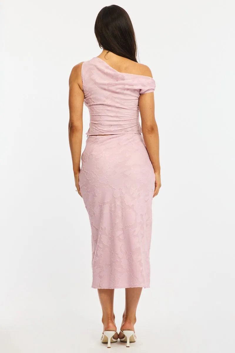 Pink Maxi Skirt High Rise Textured Lined sold by Ally Fashion product image thumbnail 4