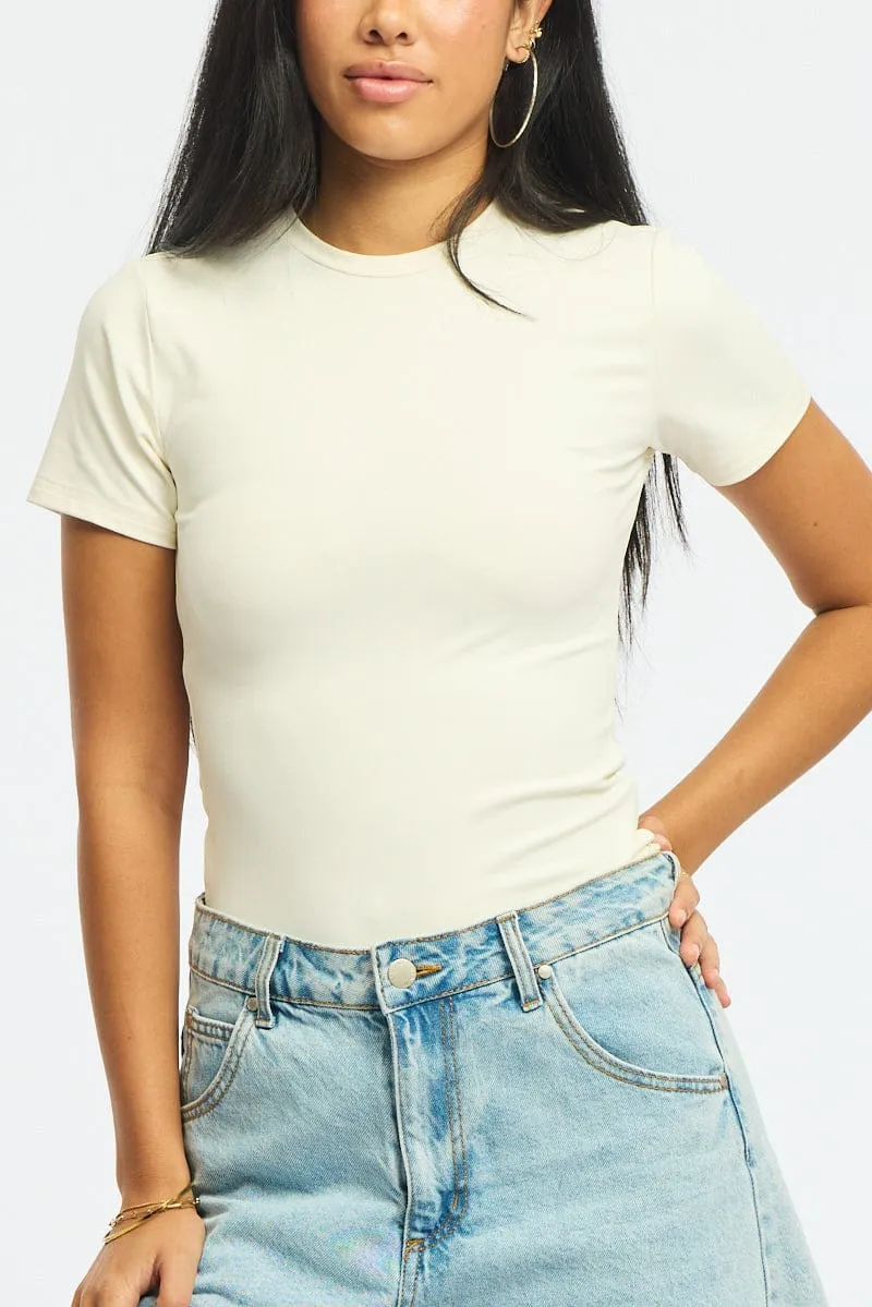 White Supersoft Crew Neck Short Sleeve sold by Ally Fashion product image thumbnail 5