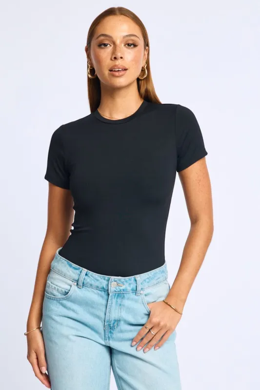Black Supersoft Crew Neck Short Sleeve sold by Ally Fashion