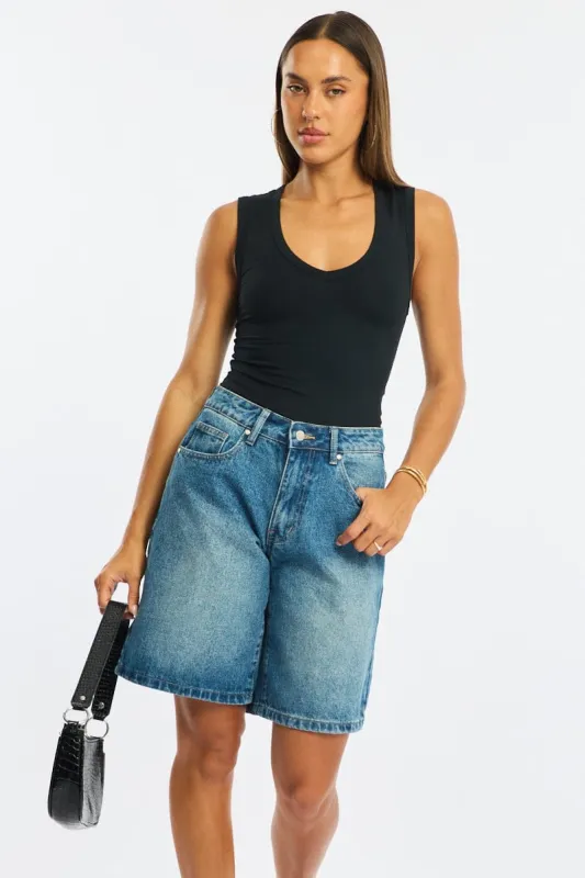 Denim Bermuda Shorts Mid Rise sold by Ally Fashion