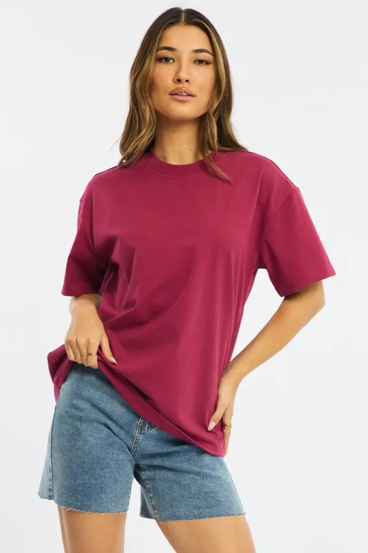 Red Oversized Tee Short Sleeve sold by Ally Fashion
