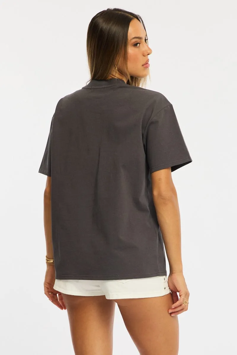 Grey Oversized Tee Short Sleeve sold by Ally Fashion product image thumbnail 4