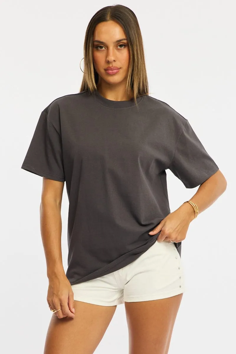 Grey Oversized Tee Short Sleeve sold by Ally Fashion