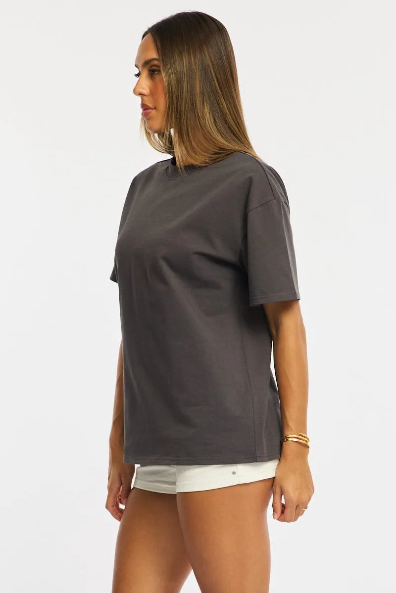 Grey Oversized Tee Short Sleeve sold by Ally Fashion product image thumbnail 3