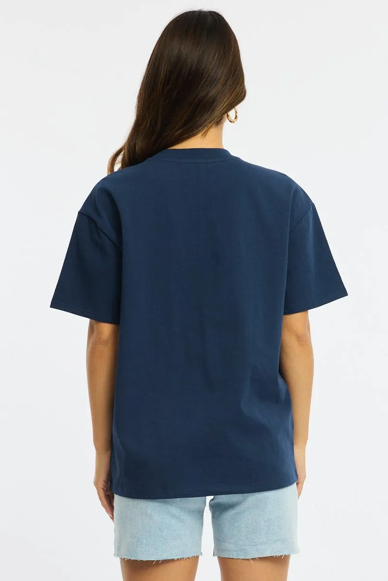 Blue Oversized Tee Short Sleeve sold by Ally Fashion product image thumbnail 4