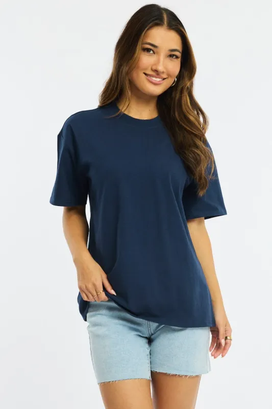 Blue Oversized Tee Short Sleeve sold by Ally Fashion