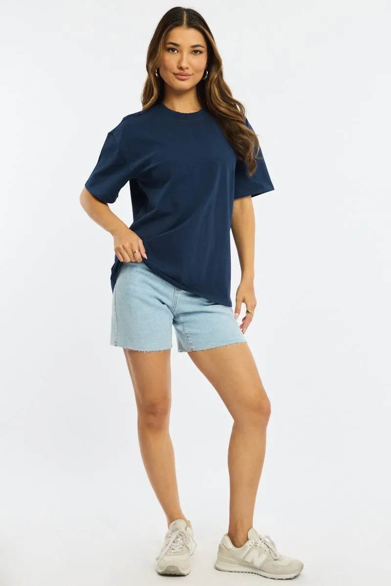 Blue Oversized Tee Short Sleeve sold by Ally Fashion product image thumbnail 2