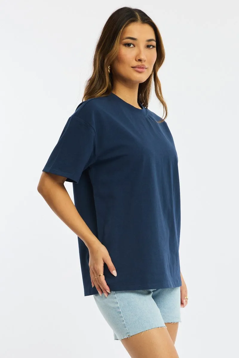 Blue Oversized Tee Short Sleeve sold by Ally Fashion product image thumbnail 3