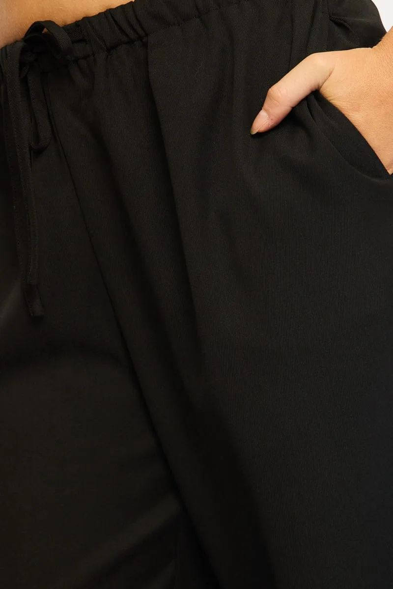 Black Wide Leg Pants Elasticated Waist sold by Ally Fashion product image thumbnail 5