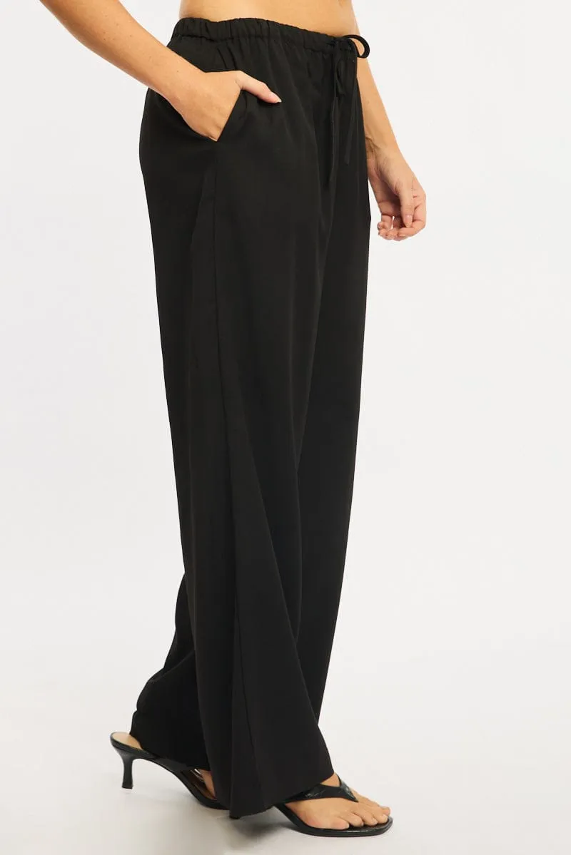 Black Wide Leg Pants Elasticated Waist sold by Ally Fashion product image thumbnail 3