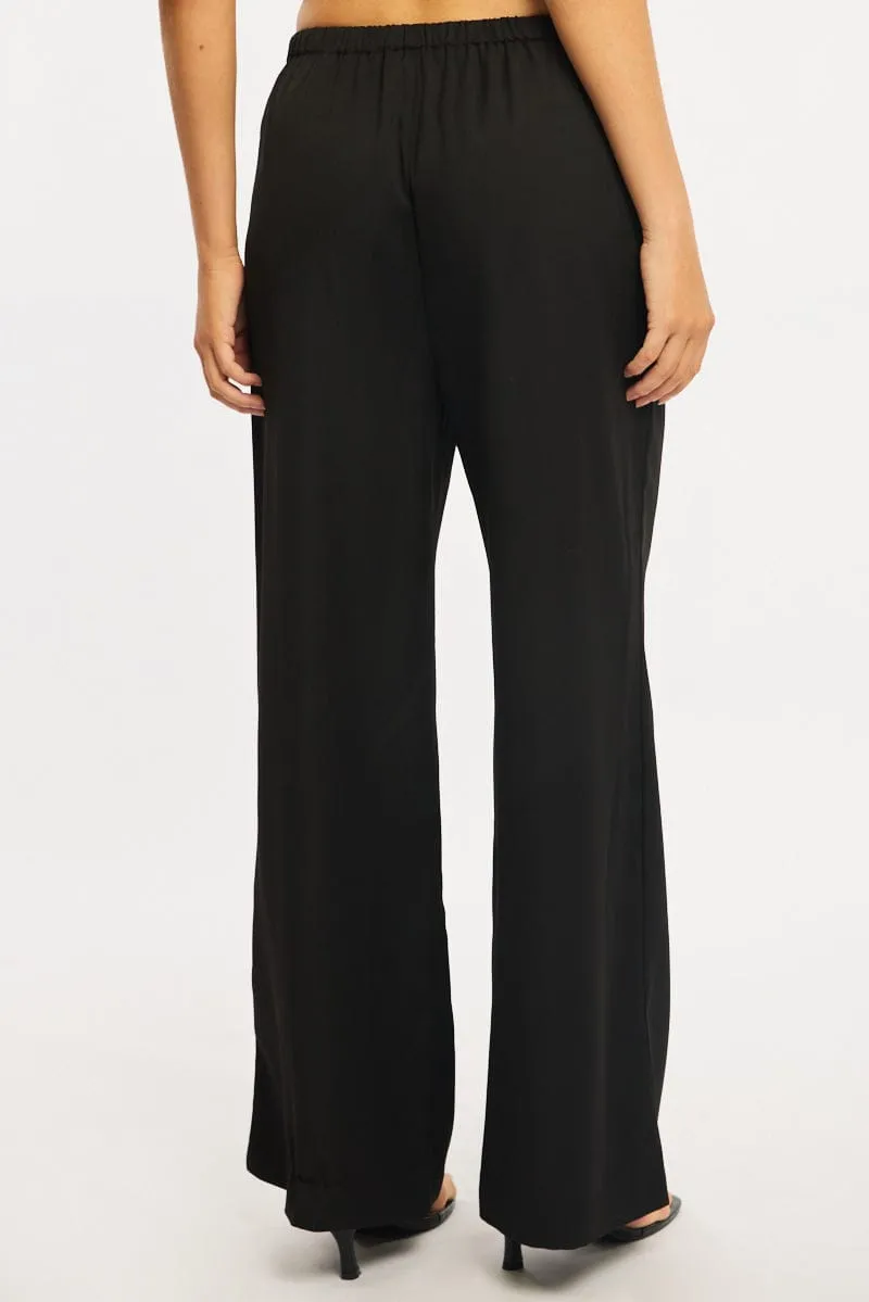 Black Wide Leg Pants Elasticated Waist sold by Ally Fashion product image thumbnail 4