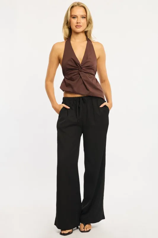 Black Wide Leg Pants Elasticated Waist sold by Ally Fashion