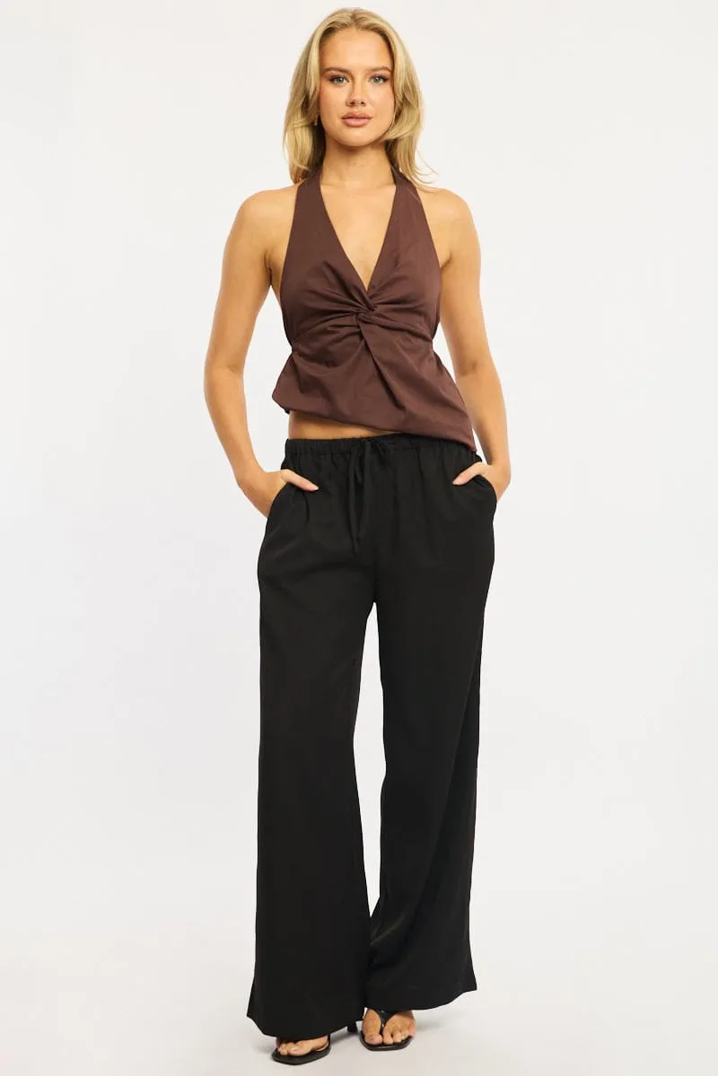 Black Wide Leg Pants Elasticated Waist sold by Ally Fashion