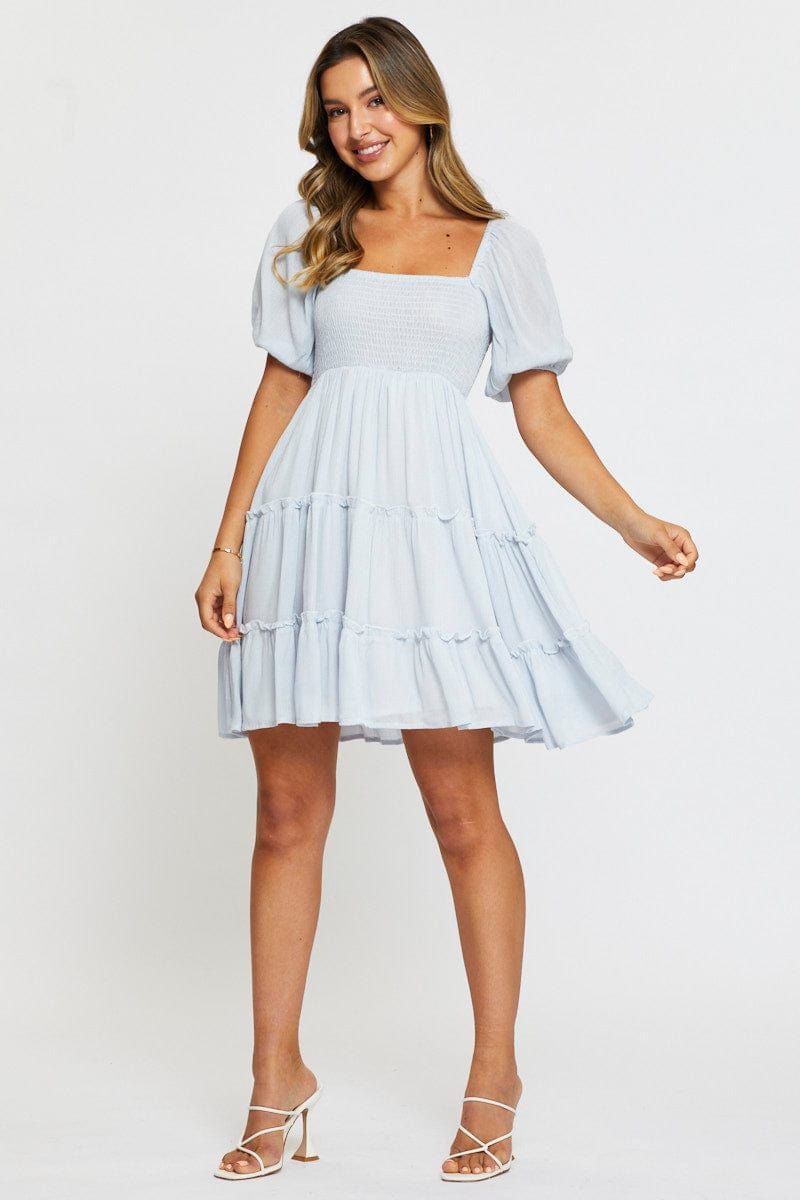 Blue Mini Dress Square Neck sold by Ally Fashion product image thumbnail 2