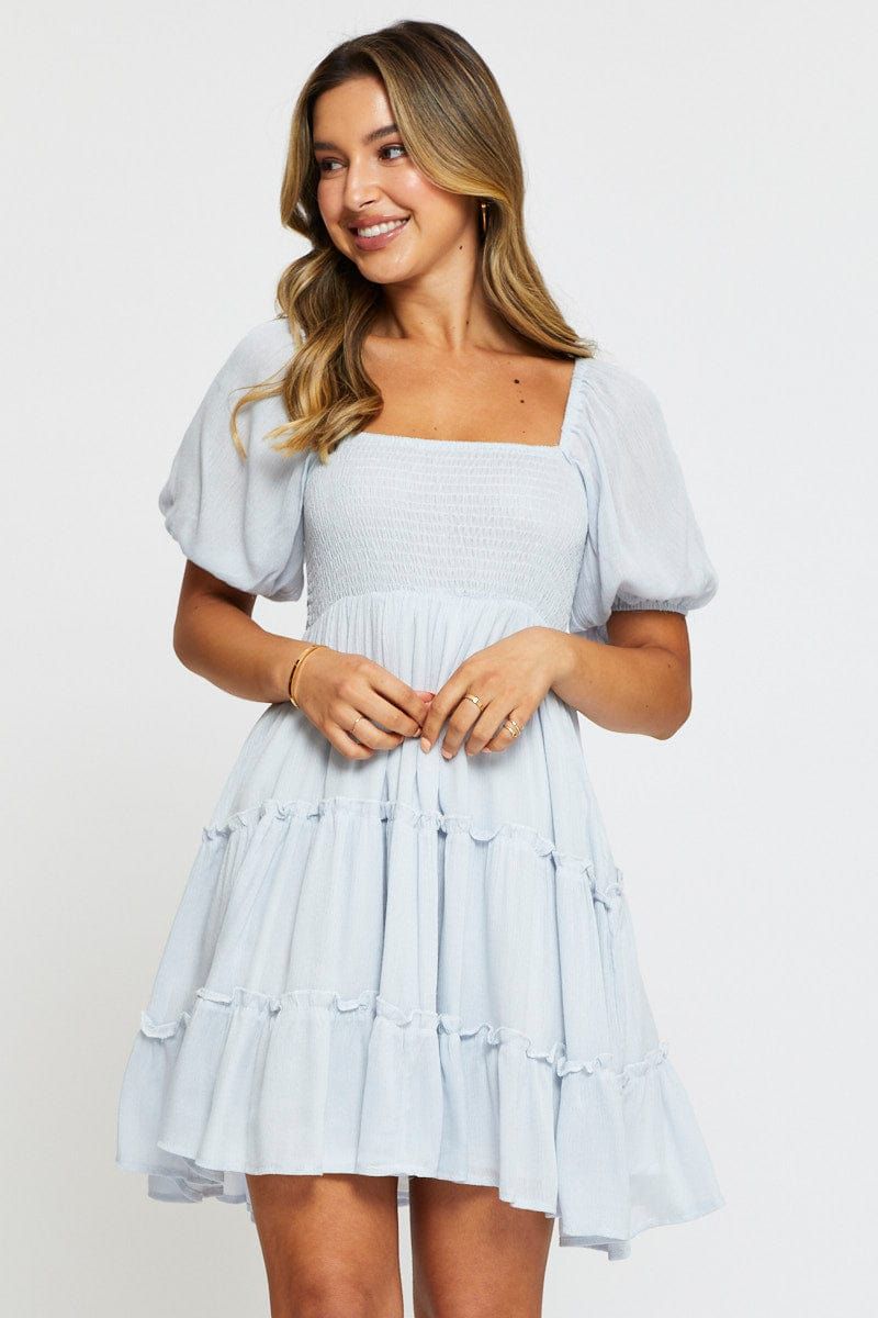 Blue Mini Dress Square Neck sold by Ally Fashion