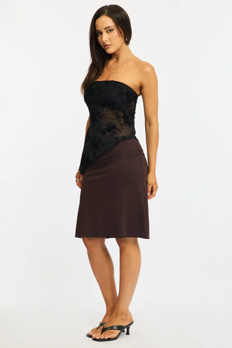 Brown Midi Skirt Mid Rise Lined sold by Ally Fashion product image thumbnail 4