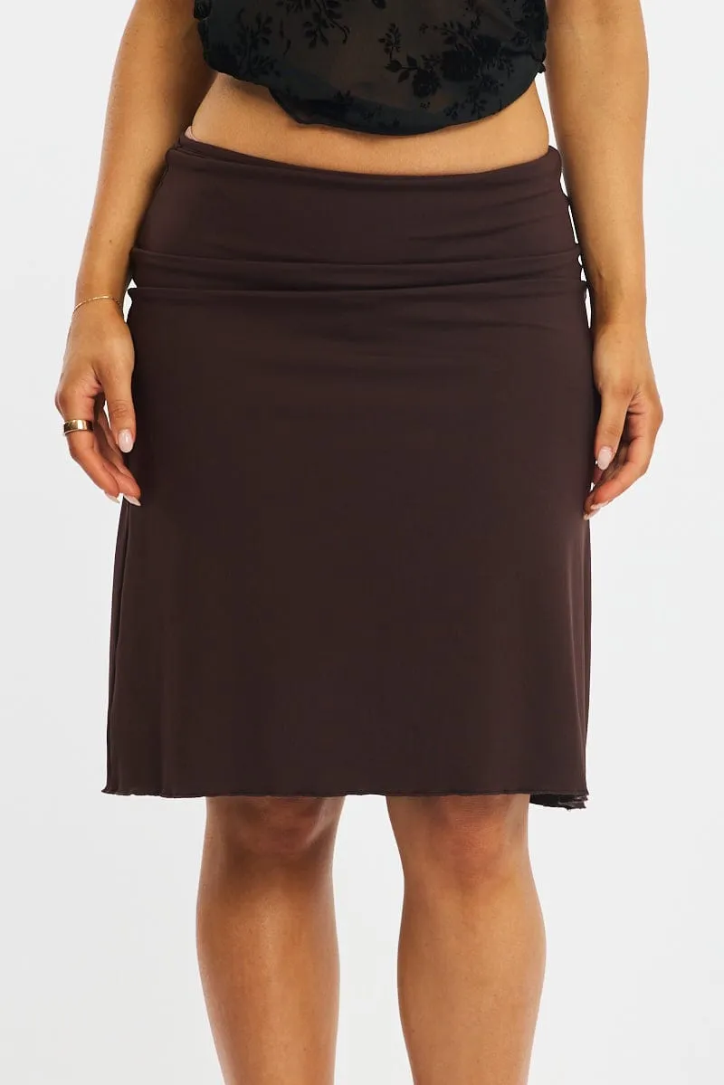 Brown Midi Skirt Mid Rise Lined sold by Ally Fashion product image thumbnail 2
