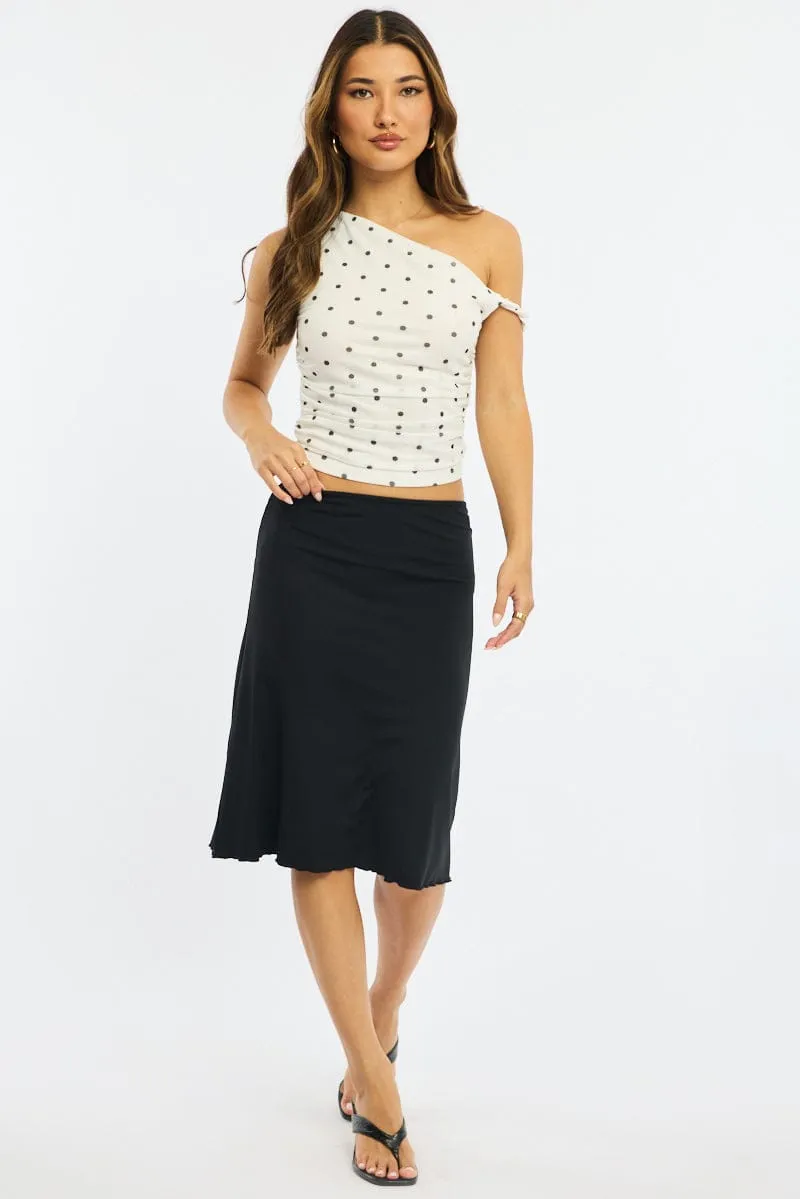 Black Midi Skirt Mid Rise Lined sold by Ally Fashion