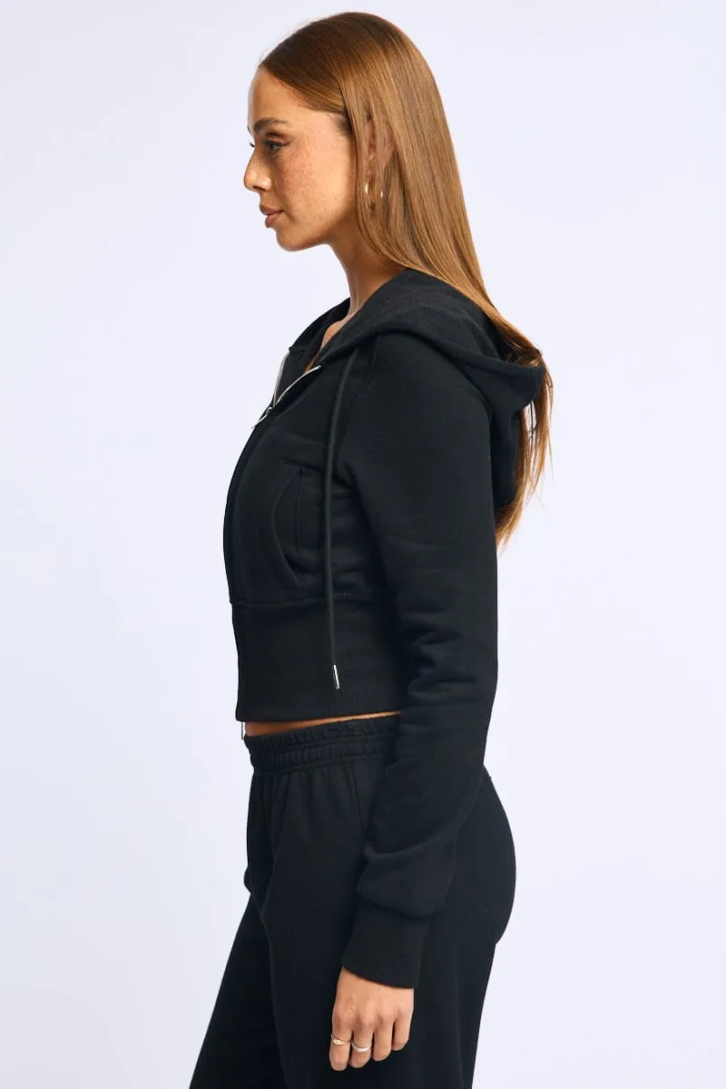 Black Zip Through Hoodie sold by Ally Fashion product image thumbnail 3