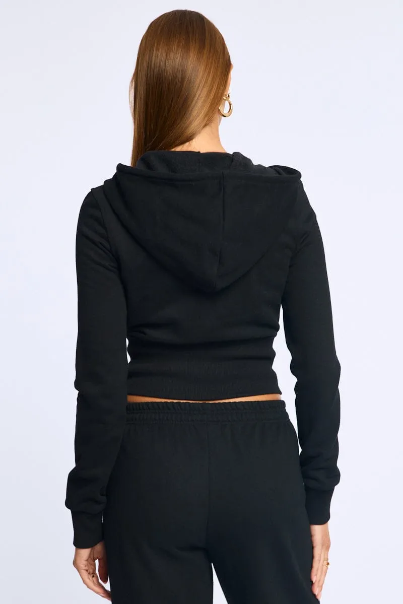 Black Zip Through Hoodie sold by Ally Fashion product image thumbnail 4