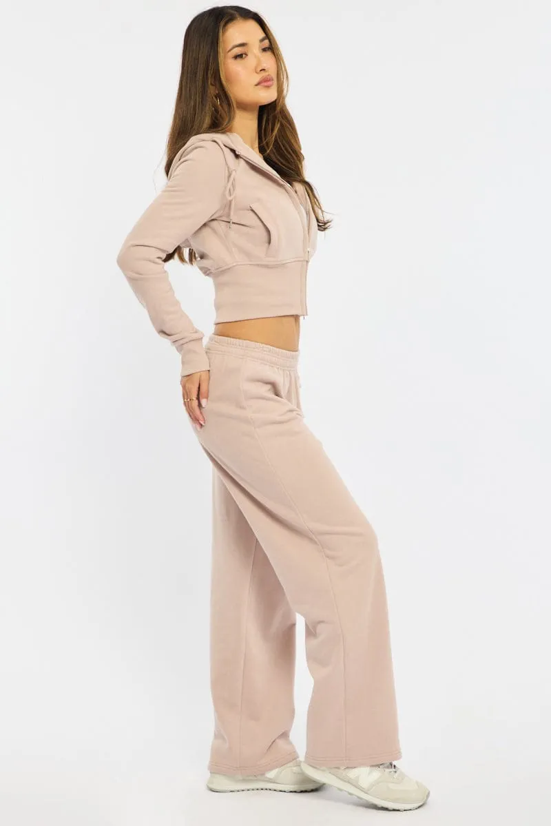Brown Track Pants Wide Leg sold by Ally Fashion product image thumbnail 4