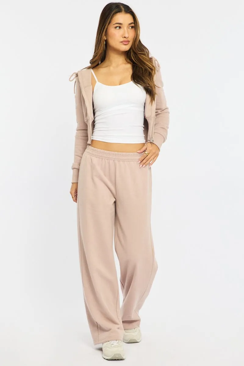 Brown Track Pants Wide Leg sold by Ally Fashion