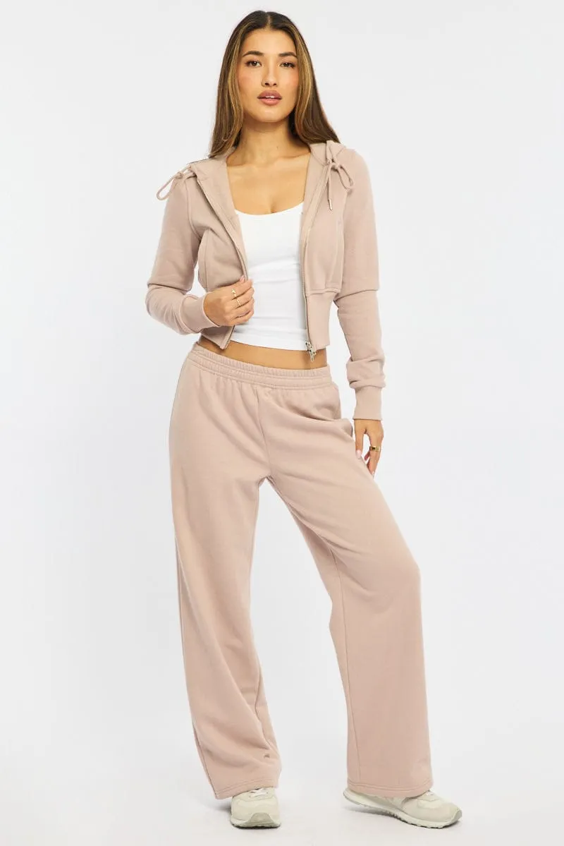 Brown Track Pants Wide Leg sold by Ally Fashion product image thumbnail 3