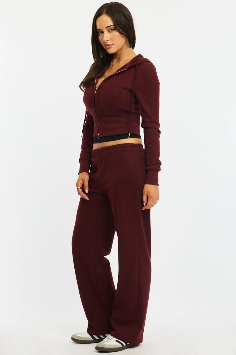 Red Track Pants Wide Leg sold by Ally Fashion product image thumbnail 4