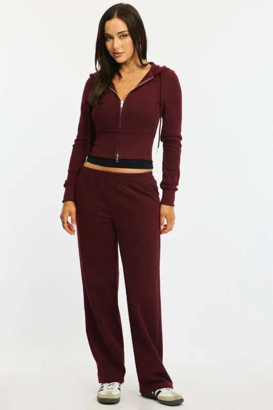 Red Track Pants Wide Leg sold by Ally Fashion