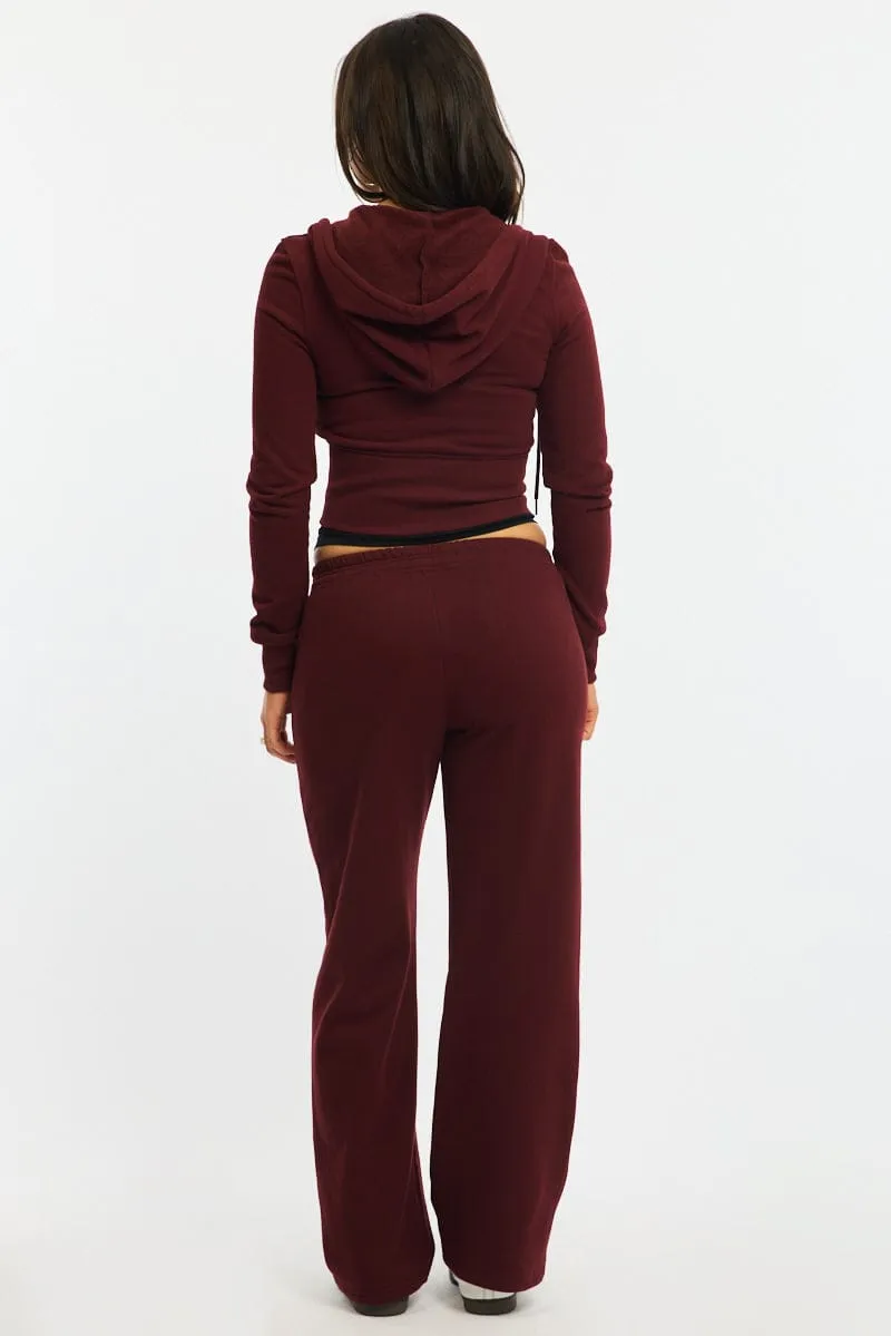 Red Track Pants Wide Leg sold by Ally Fashion product image thumbnail 5