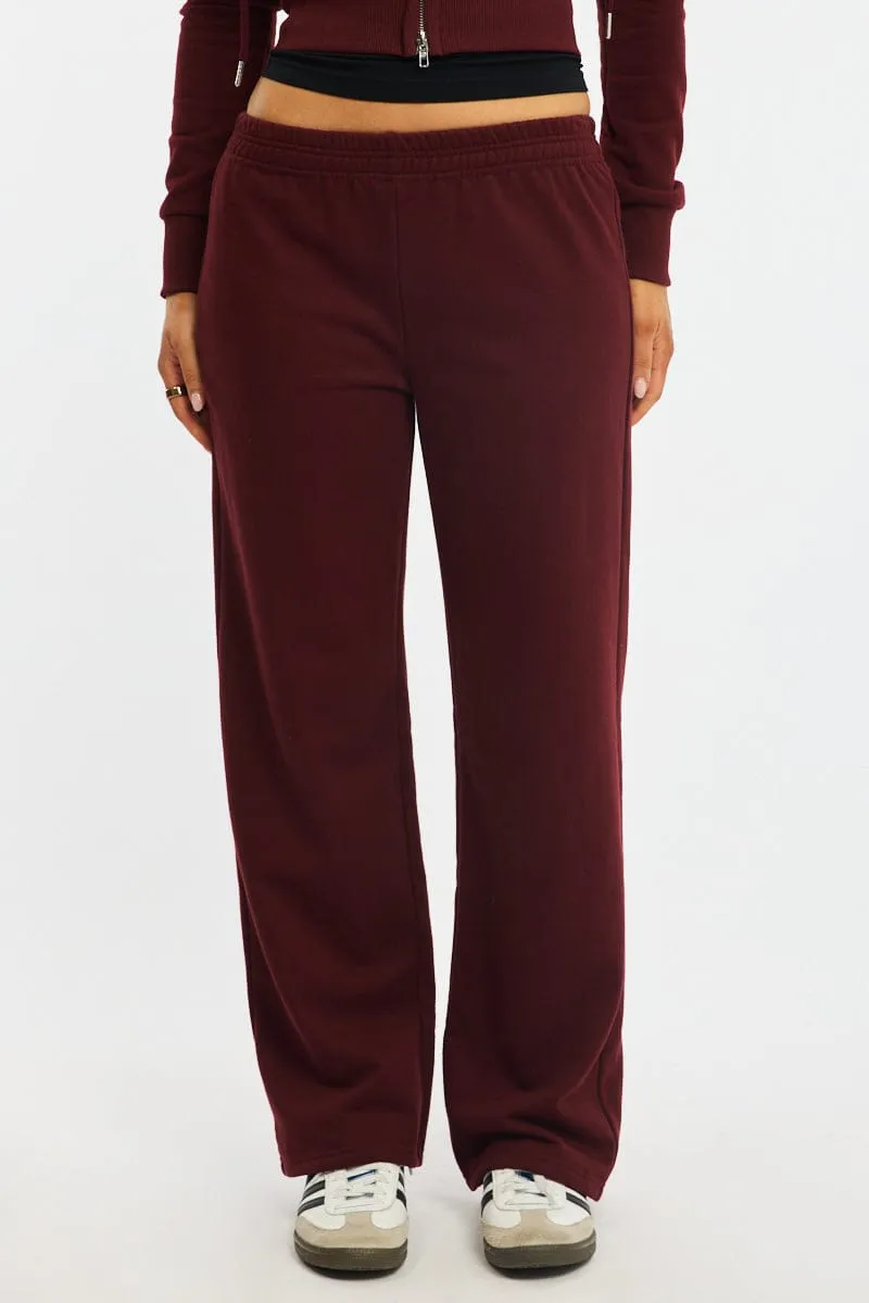 Red Track Pants Wide Leg sold by Ally Fashion product image thumbnail 2