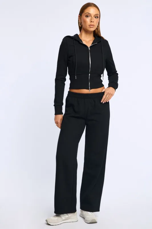 Black Track Pants Wide Leg sold by Ally Fashion