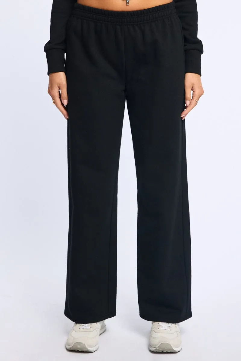 Black Track Pants Wide Leg sold by Ally Fashion product image thumbnail 2