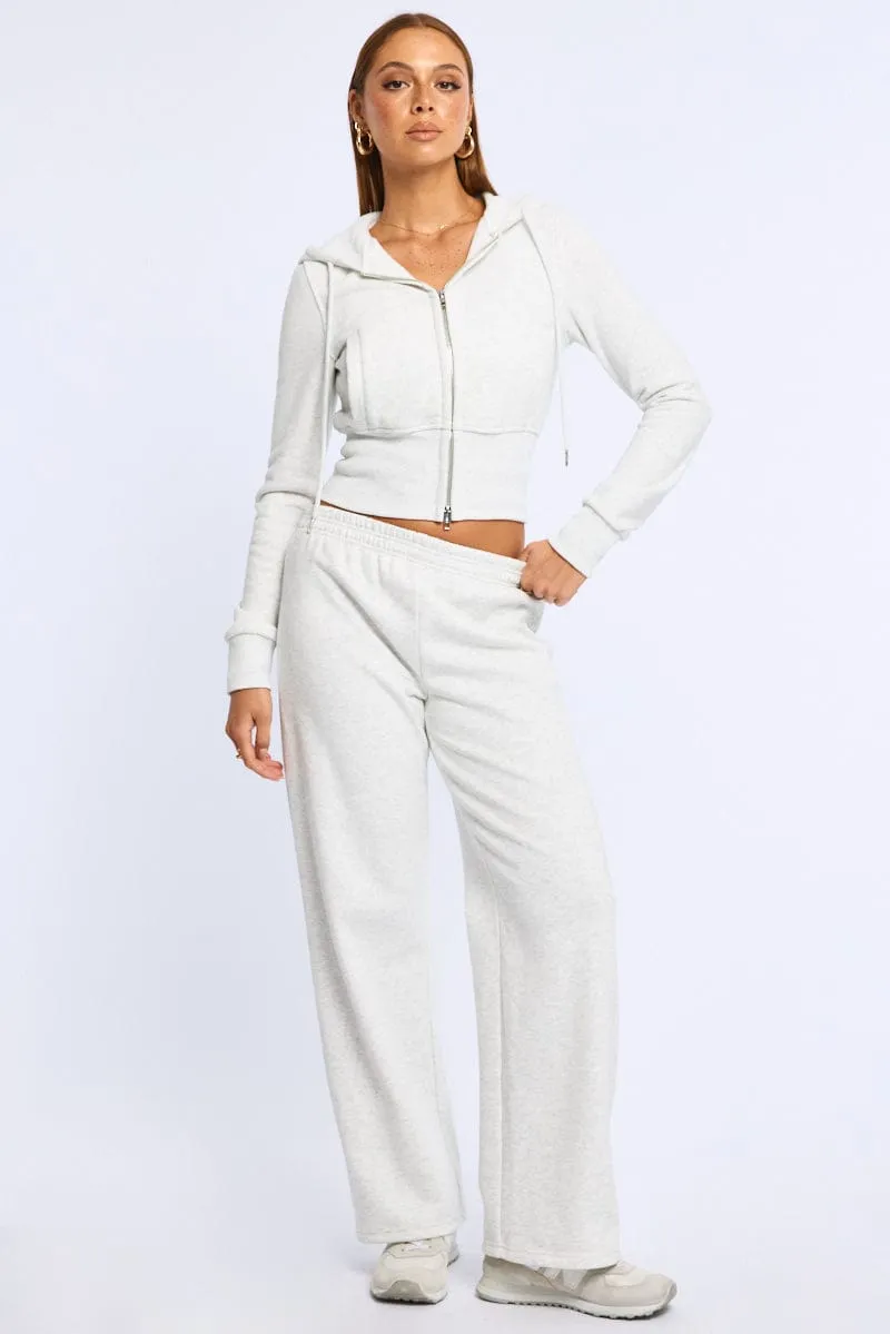 Grey Track Pants Wide Leg sold by Ally Fashion